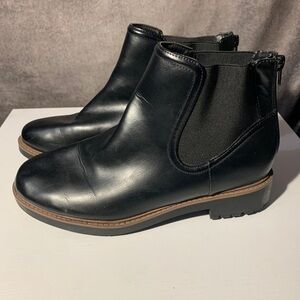 Black Leather Women's ESPRITE Ankle Boots Size 10
